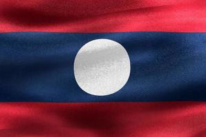 3d-illustration einer laos-flagge - realistische wehende stoffflagge foto