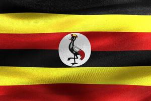 3d-illustration einer uganda-flagge - realistische wehende stoffflagge foto