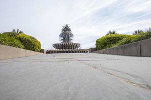 Ananasbrunnen mit fließendem Wasser in einem Park foto