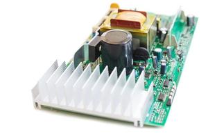 ausgewählter Fokus Mikroprozessor für elektronische Leiterplatte. foto