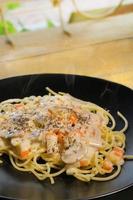 Spaghetti Carbonara mit Speck und Käse