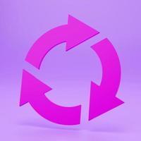 Recycling-Pfeil 3d render.3d-Pfeile im Kreis mit Schatten isoliert auf farbigem Hintergrund foto