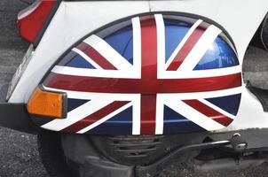 Flagge des Vereinigten Königreichs alias Union Jack auf einem Motorrad foto