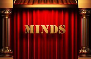 minds goldenes wort auf rotem vorhang foto