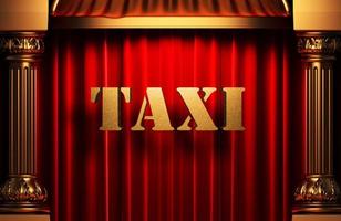 taxi goldenes wort auf rotem vorhang foto