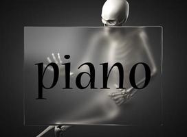Klavierwort auf Glas und Skelett foto