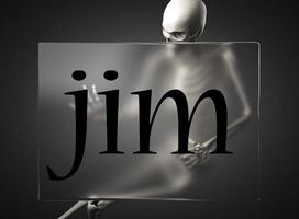 Jim Word auf Glas und Skelett foto