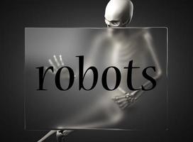Roboterwort auf Glas und Skelett foto