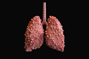 Die menschliche Lunge ist mit Covid-19 infiziert, das Coronavirus dringt in die Lunge ein foto
