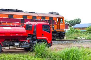 Panzerfeuer auf die Lokomotive. foto