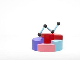 3D-Darstellung, 3D-Darstellung. Infografik-Symbol für Kreisdiagramm. einfaches Kreisdiagramm-Diagrammsymbol auf weißem Hintergrund. Finanzdaten-Präsentationskonzept. foto