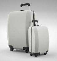 Zwei weiße Reisetaschen isoliert auf hellem Hintergrund. 3D-Rendering foto