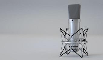 Gesangskondensator-Studiomikrofon auf isoliertem weißem Hintergrund. 3D-Rendering foto