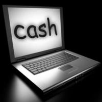 Cash-Wort auf dem Laptop foto