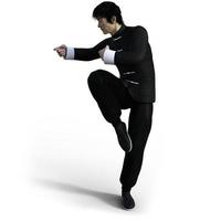 asiatischer mann in schwarzer kleidung, der kung fu trainiert foto