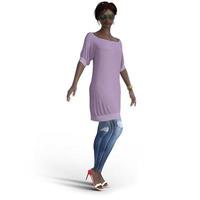 Schöne schwarze Frau mit Sonnenbrille in bezaubernden Posen in 3D-Darstellung. foto