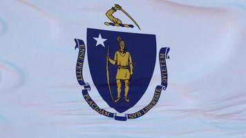 Flagge des Bundesstaates Massachusetts, Region der Vereinigten Staaten, weht im Wind. 3D-Rendering foto