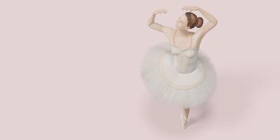 balletttänzerin weibliches modell tanzen auf pastellfarbe szene 3d illustration foto