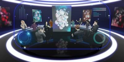 metaverse world nft art gallery avatare und vr-brillen 3d-illustrationen foto