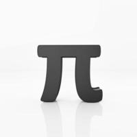 schwarzes pi-symbol auf weißem glänzendem reflektierendem hintergrund. pi-tag und mathematikkonzept. 3D-Darstellungswiedergabe. foto