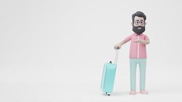 3D-Mann mit Reisegepäck foto