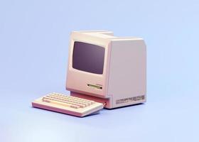 Vintage persönlicher Desktop-Computer. 3D-Darstellung. foto