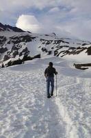 Wandern im Sommer Schnee bei mt. Ranier Nationalpark