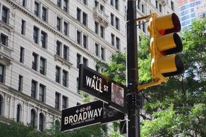 Kreuzung Wall Street / Broadway in Manhattan, New York foto