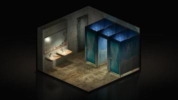 horror und gruselige toilette im krankenhaus.,3d-illustration isometrisch. foto