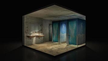 Horror und gruselige Toilette im Krankenhaus., 3D-Illustration. foto