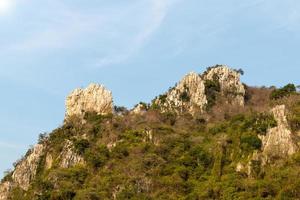 Bergfelsen mit Holz. foto