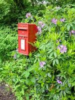 roter Briefkasten in der Landschaft foto