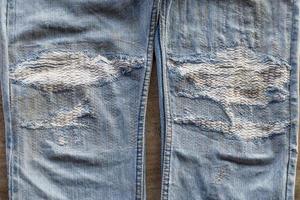 Textur Reparatur Jeans zerreißen. foto