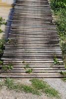 alte Holzbrücke mit Wasserhyazinthe. foto