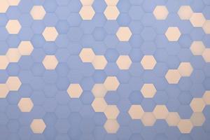hellvioletter und beige geometrischer Hexagon-Zusammenfassungshintergrund. abstrakte 3D-Darstellung foto