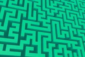 grüne perspektive isometrischer labyrinth 3d-rendering-hintergrund. volumen dreidimensionales labyrinthmusterdesign foto