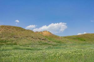 schöne sommerlandschaften mit lehmfelsen in der nähe des deltas des flusses dnjepr und des schwarzen meeres foto