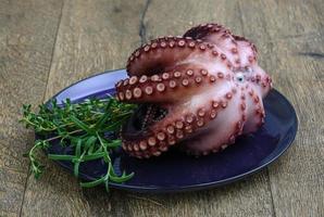 gekochter Oktopus auf Teller foto