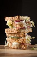 Club Sandwich mit Radieschen, Salat, Gurke foto