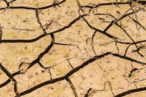 Hintergrundbild von trockenem Land mit Rissen. foto