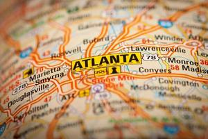 Atlanta Stadt auf einer Straßenkarte foto