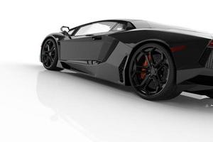 schwarzer schneller Sportwagen auf weißem Hintergrundstudio. glänzend, neu, luxuriös. foto