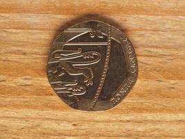 20-Pence-Münze, Rückseite, Währung des Vereinigten Königreichs foto