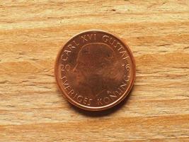 Währung von Schweden 1-Kronen-Münze Vorderseite zeigt König Carl xvi gu foto