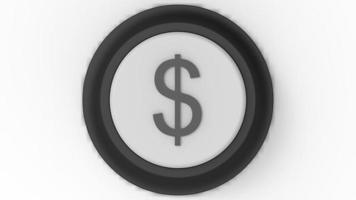 Weißer Dollar-Geld-Knopf isoliert 3D-Darstellung rendern foto