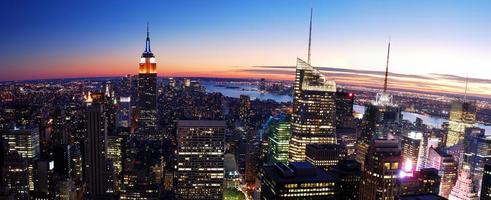 Luftaufnahme der Skyline von New York City, Manhattan foto