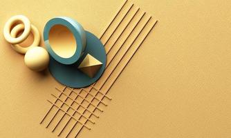 Design mit Komposition aus geometrischen Formen in Pastelltönen. 3D-Darstellung foto