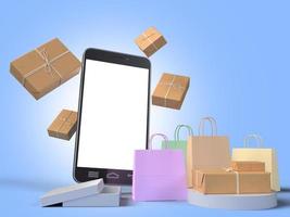 3D-Render-Smartphone für Online-Shopping foto