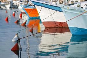 Kai Fischerboote im alten Jaffa, Israel. foto