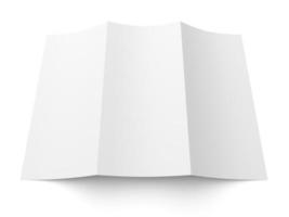 dreifach gefaltete Broschüre aus weißem Papier foto